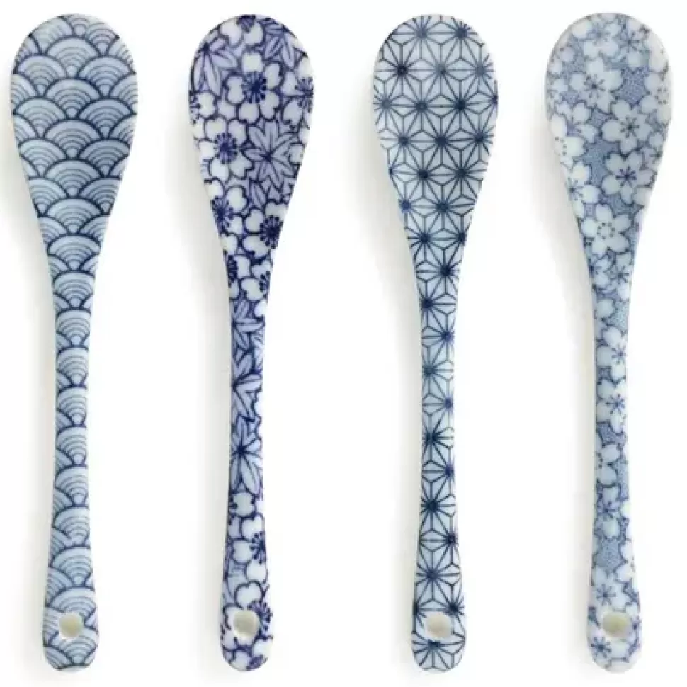 MIYA Company Other Utensils^Blue & White Dessert Spoon Set