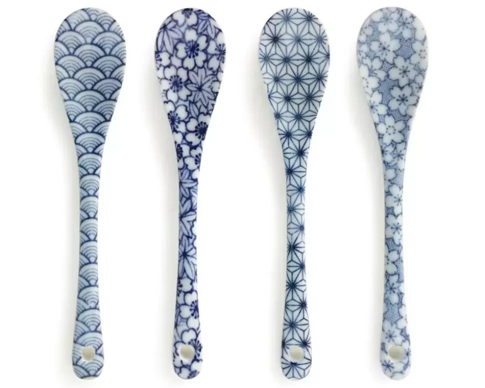 MIYA Company Other Utensils^Blue & White Dessert Spoon Set