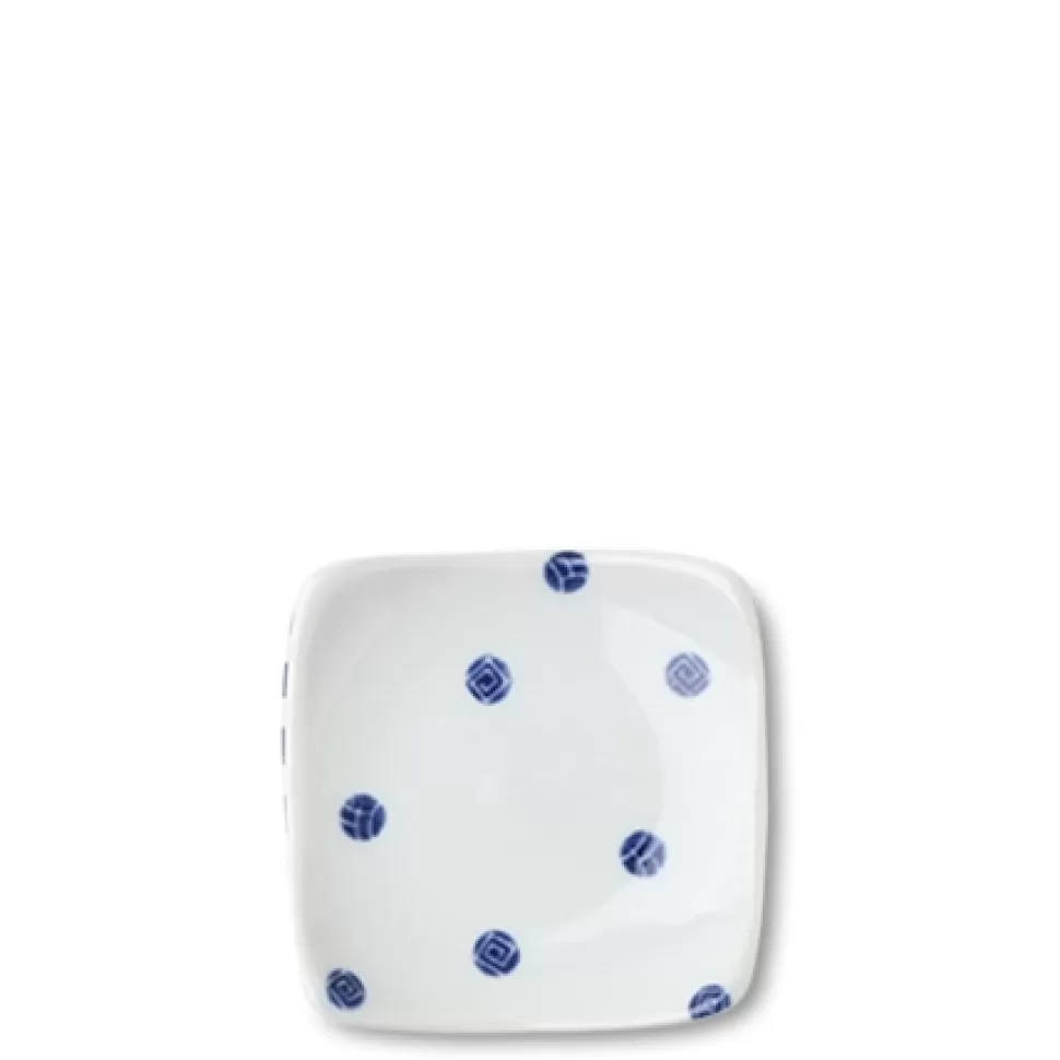 MIYA Company Sauce Dishes^Blue & White Dots 3.5" Plate