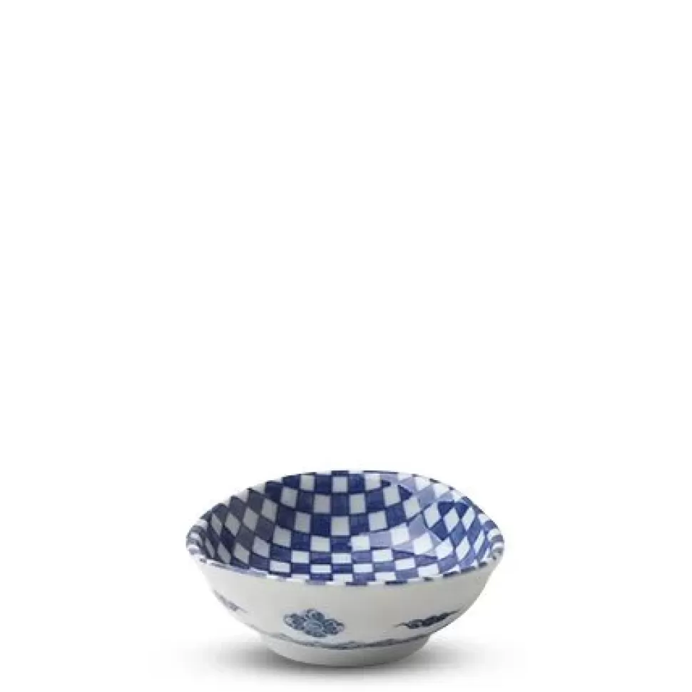 MIYA Company Sauce Dishes^Blue & White Ichimatsu 3.75" Sauce Dish