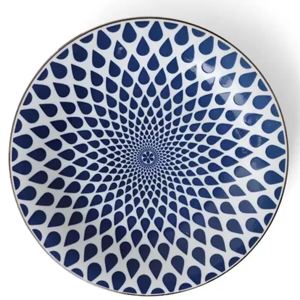 MIYA Company Large Plates^Blue & White Rain 11" Plate