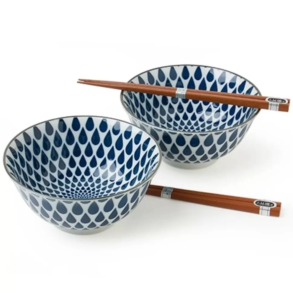 MIYA Company Bowl Sets^Blue & White Rain Bowl Set