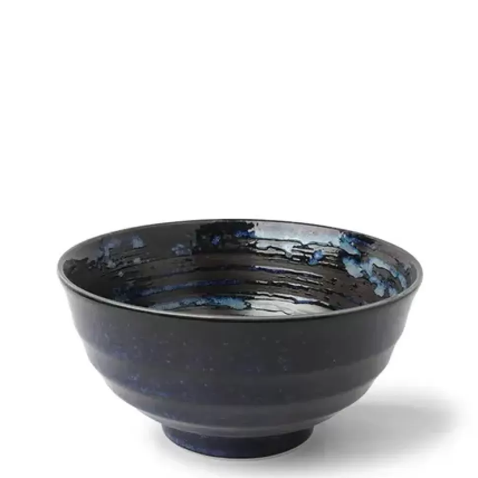 MIYA Company Medium Bowls^Blue Black Swirl 6.75" Noodle Bowl