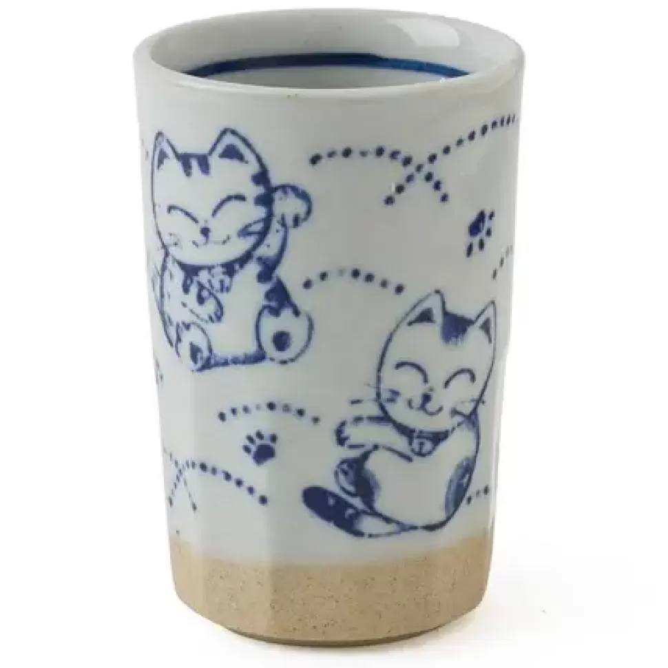 MIYA Company Tableware^Blue Fortune Cat Cup 9 Oz