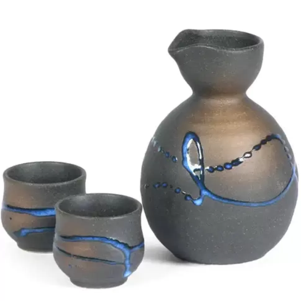 MIYA Company Sake Sets^Blue Splatter Sake Set