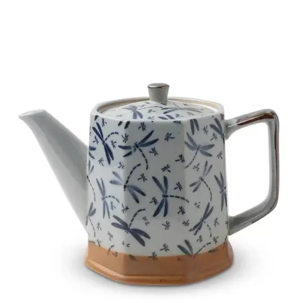 MIYA Company Teapots - Ceramic^Blue Vintage Dragonflies Tea Pot