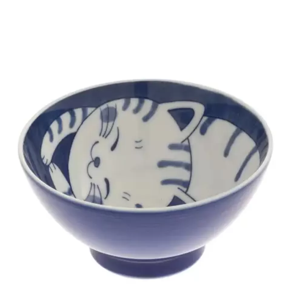 MIYA Company Bowls^Bowl Rice Cat Blue Tabby 4-5/8"