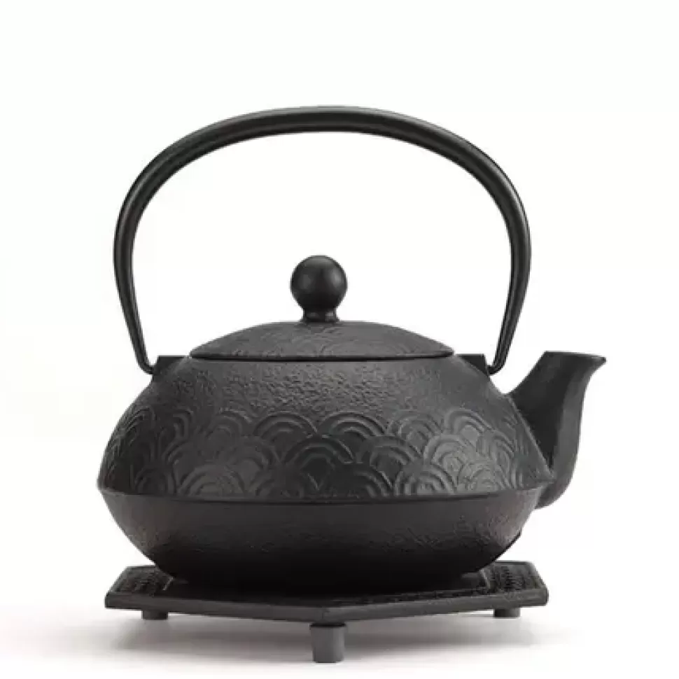 MIYA Company Cast Iron^Cast Iron Black Wave Tea Set