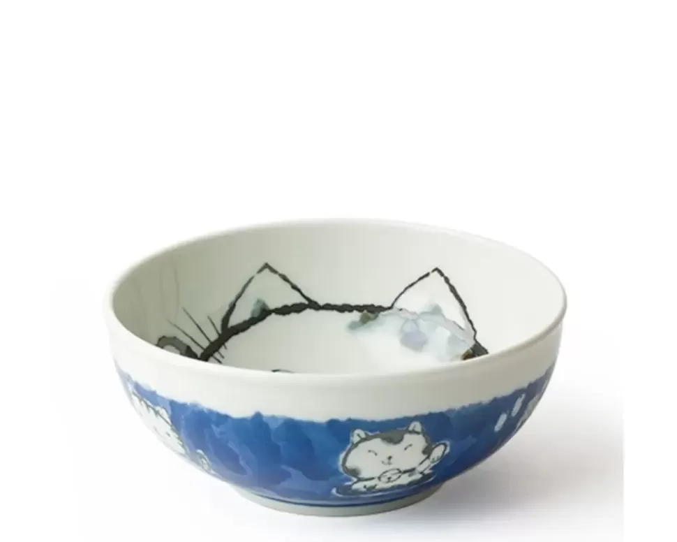 MIYA Company Bowls^Fortune Cat 6.25" Bowl Blue