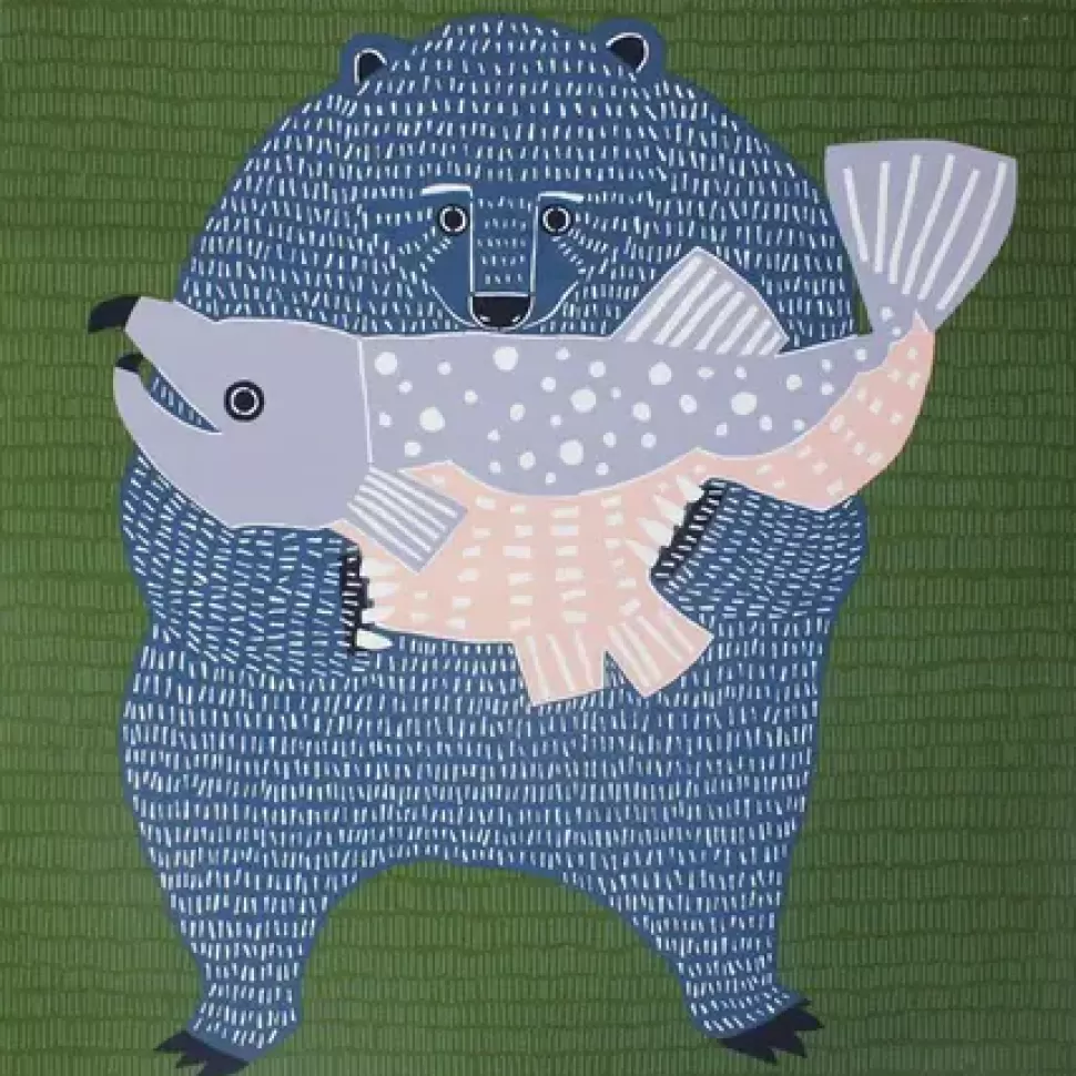 MIYA Company Furoshiki & Tenugui^Furoshiki Bear Fish 41" Sq.