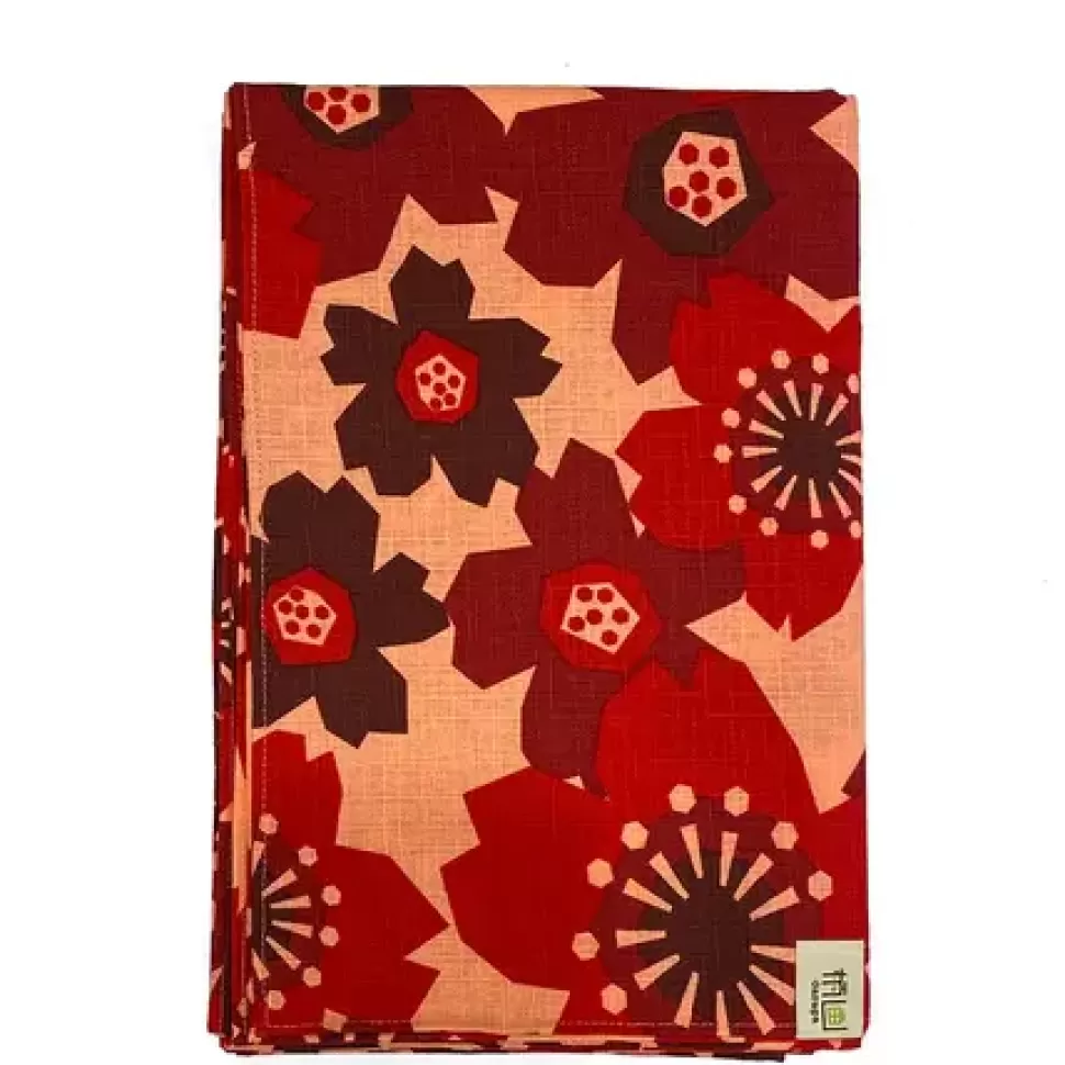 MIYA Company Furoshiki & Tenugui^Furoshiki Pattern Flowers Red 42" Sq.