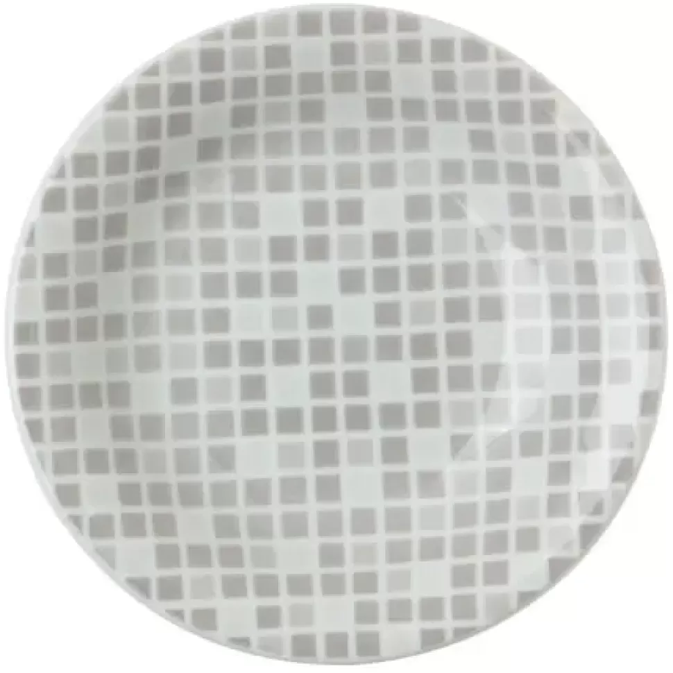 MIYA Company Medium Plates^Grid 6.5" Round Plate - Gray