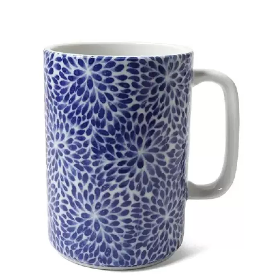 MIYA Company Mugs^Mug Blue & White Mums 16 Oz.