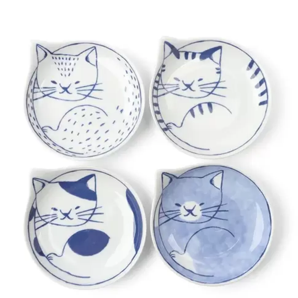 MIYA Company Plates^Nekotori Cat Plate 4.25" Set/4