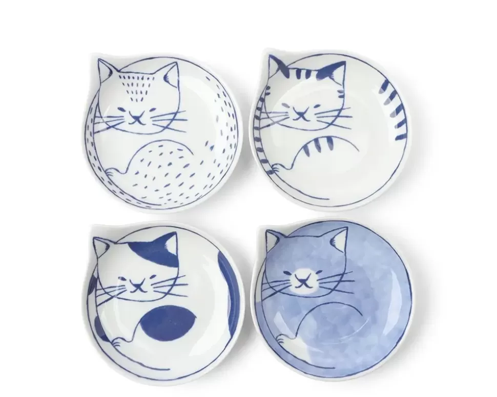 MIYA Company Plates^Nekotori Cat Plate 4.25" Set/4