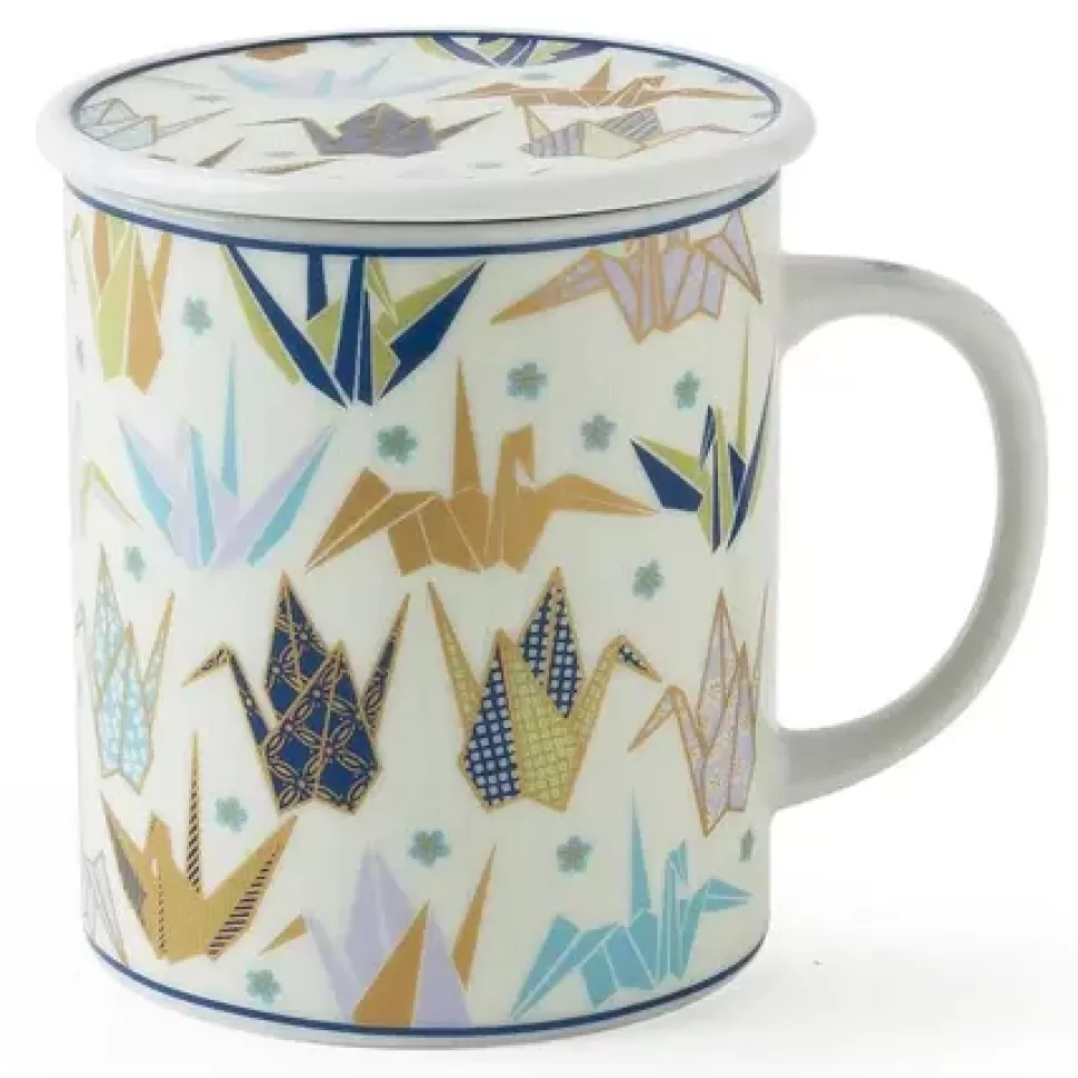 MIYA Company Other^Origami Cranes 8 Oz. Lidded Mug - Blue