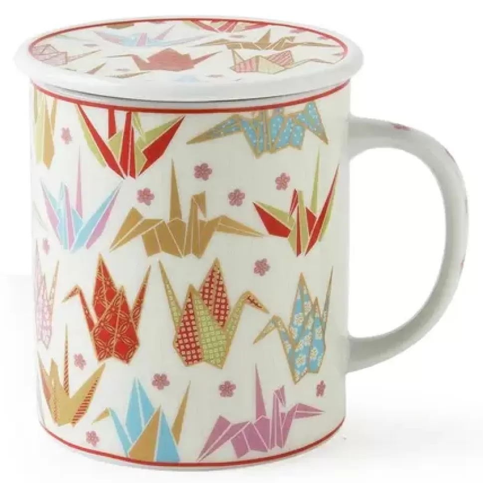 MIYA Company Other^Origami Cranes 8 Oz. Lidded Mug - Pink