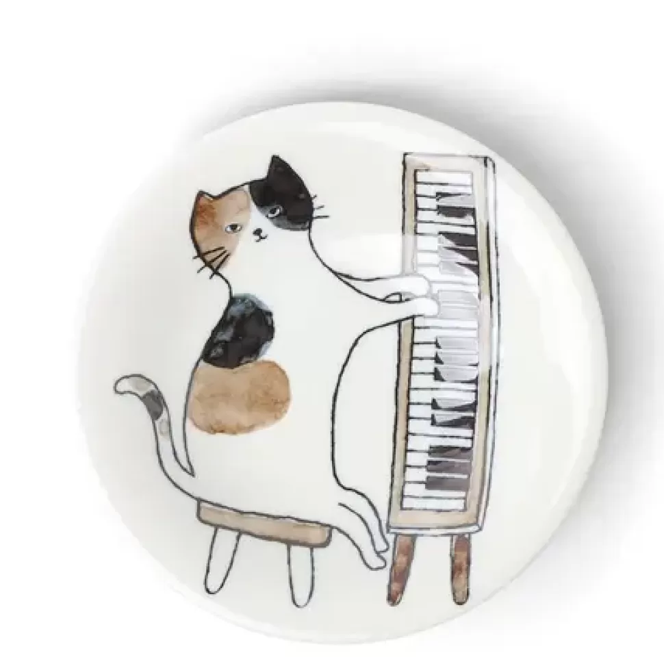 MIYA Company Cats^Piano Cat 6-1/8" Plate