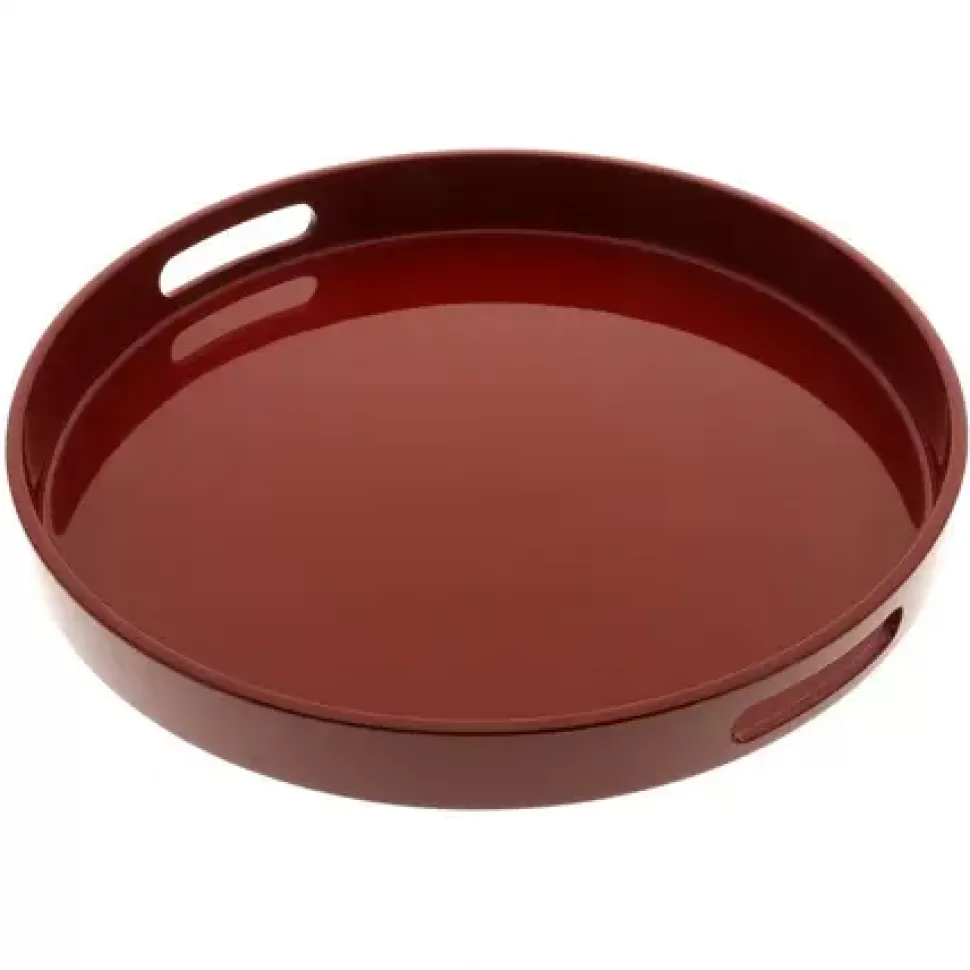 MIYA Company Trays^Red Lacquer Tray Round 13-1/2"