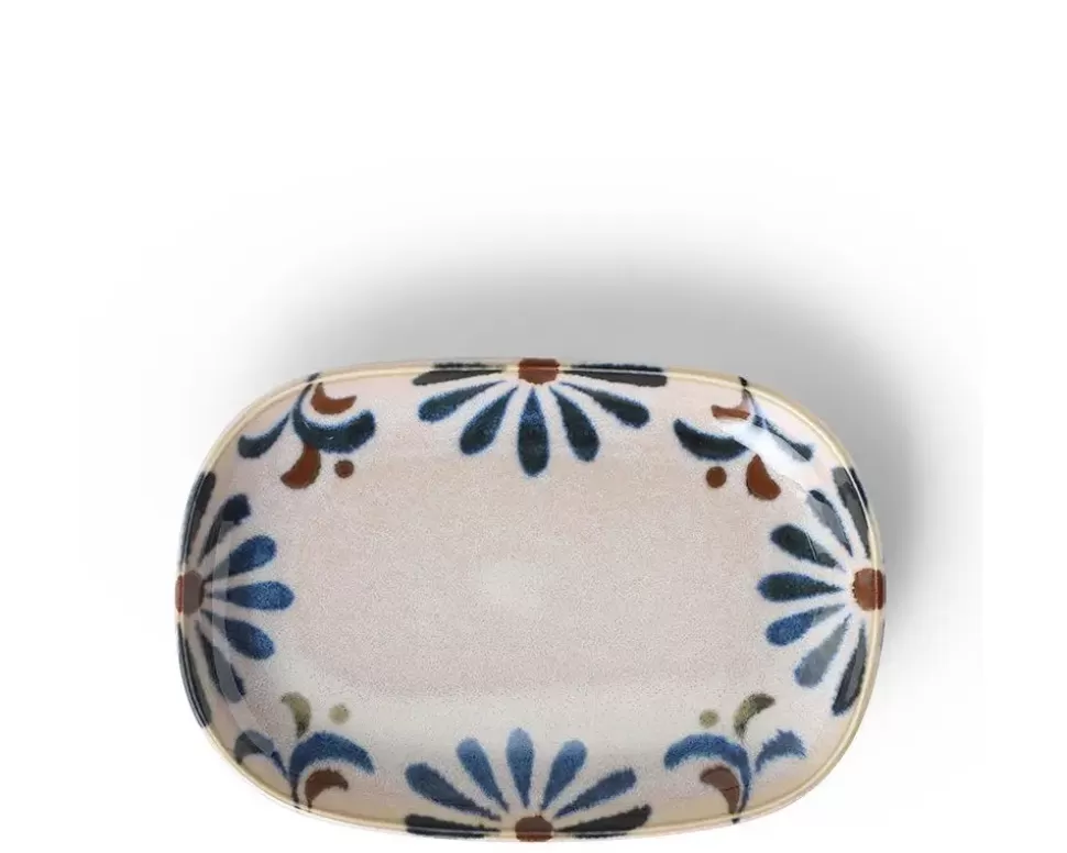 MIYA Company Medium Plates^Rustic Blue Floral Rectangle Plate