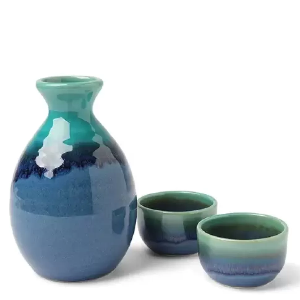 MIYA Company Sake Sets^Sake Set Jade Ocean Blue