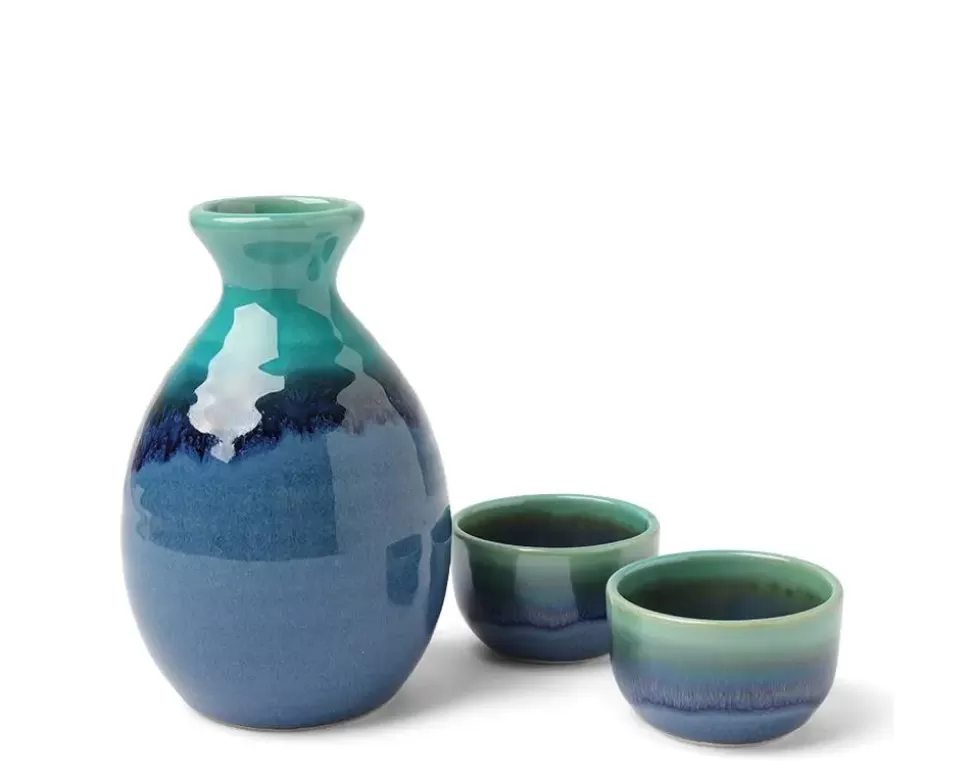 MIYA Company Sake Sets^Sake Set Jade Ocean Blue