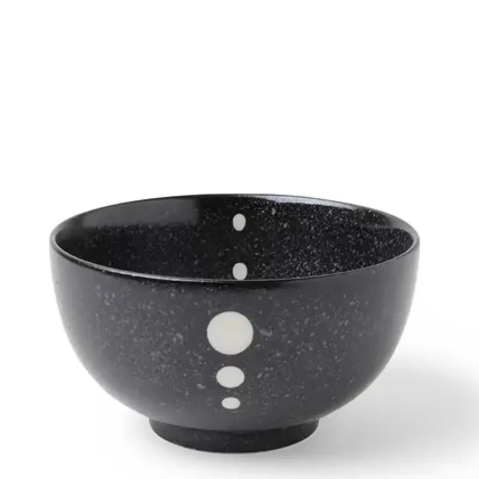 MIYA Company Medium Bowls^Satin Black White Dots 5-1/8" Bowl