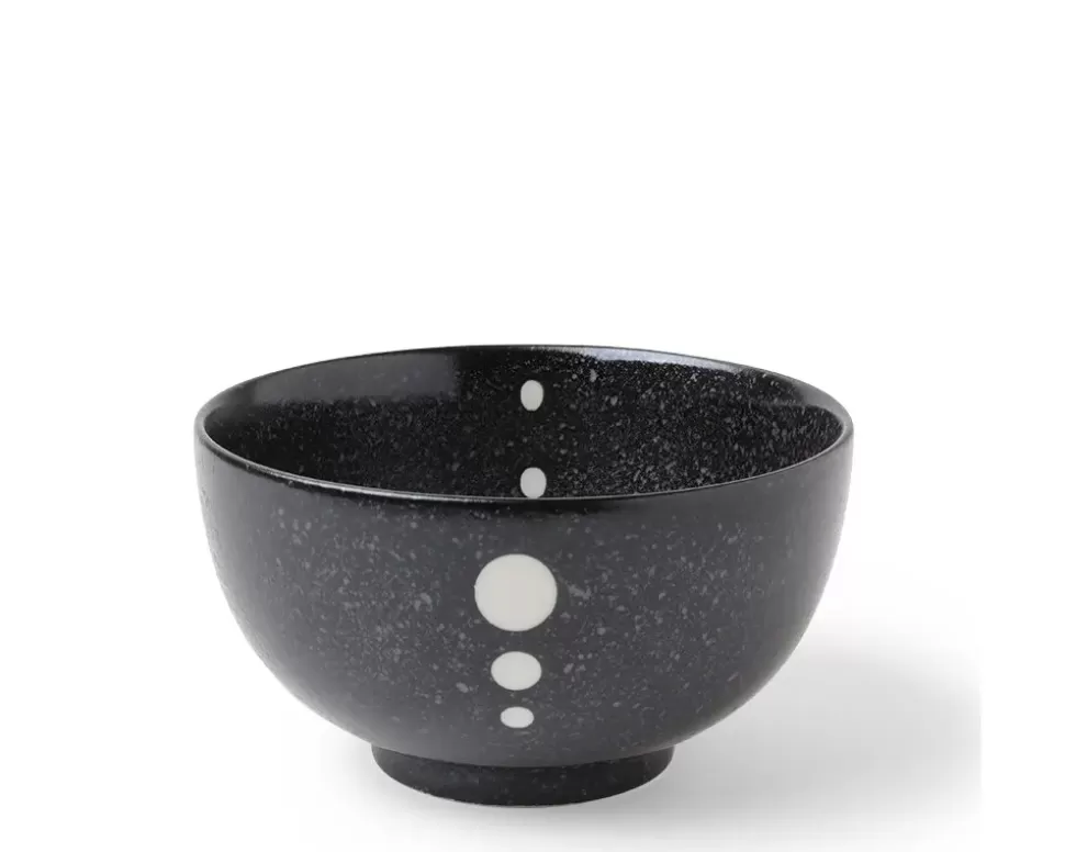 MIYA Company Medium Bowls^Satin Black White Dots 5-1/8" Bowl