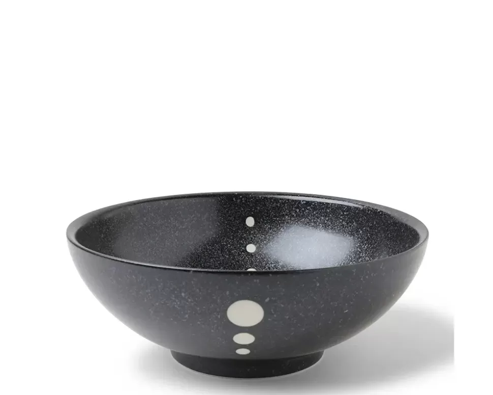 MIYA Company Large Bowls^Satin Black White Dots 8-3/8" Bowl