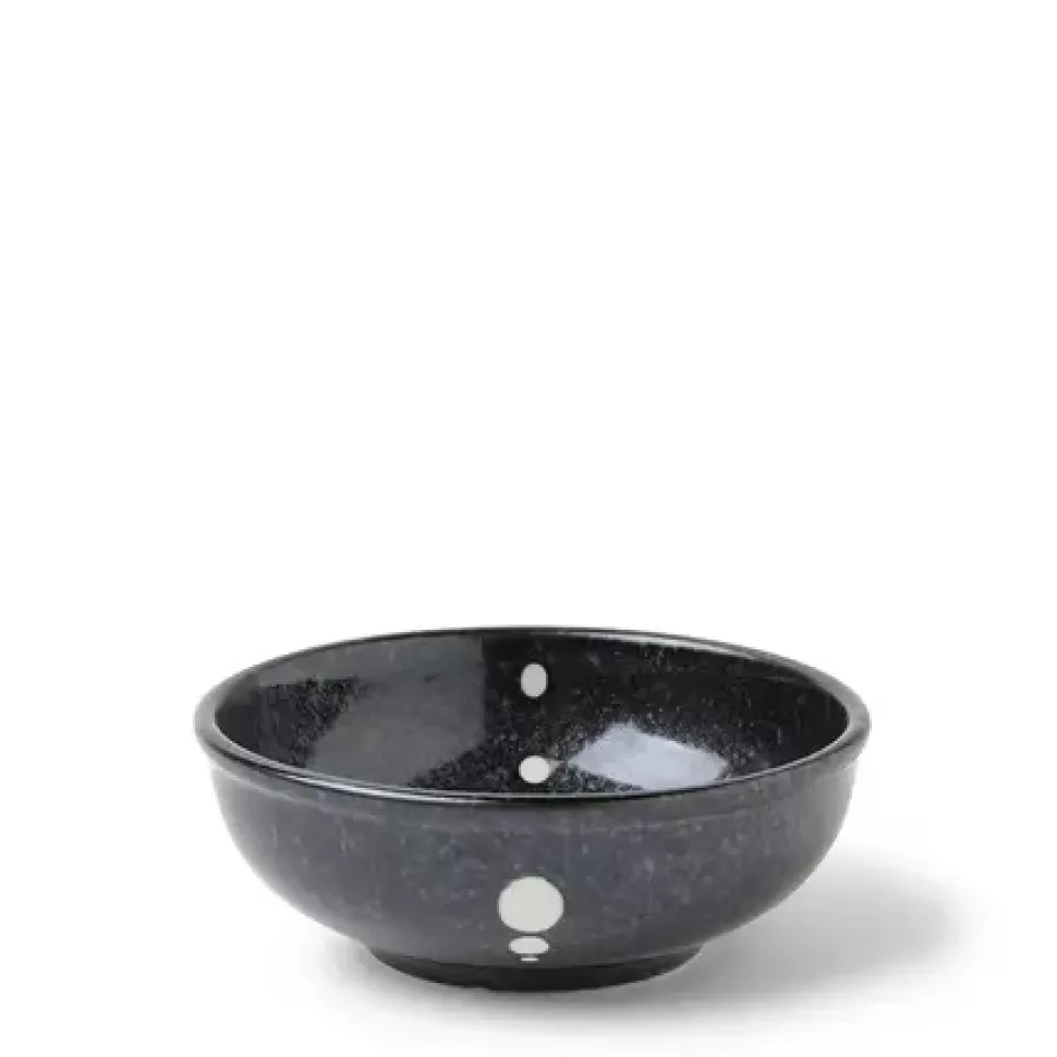 MIYA Company Sauce Dishes^Satin Black White Dots Sauce Bowl