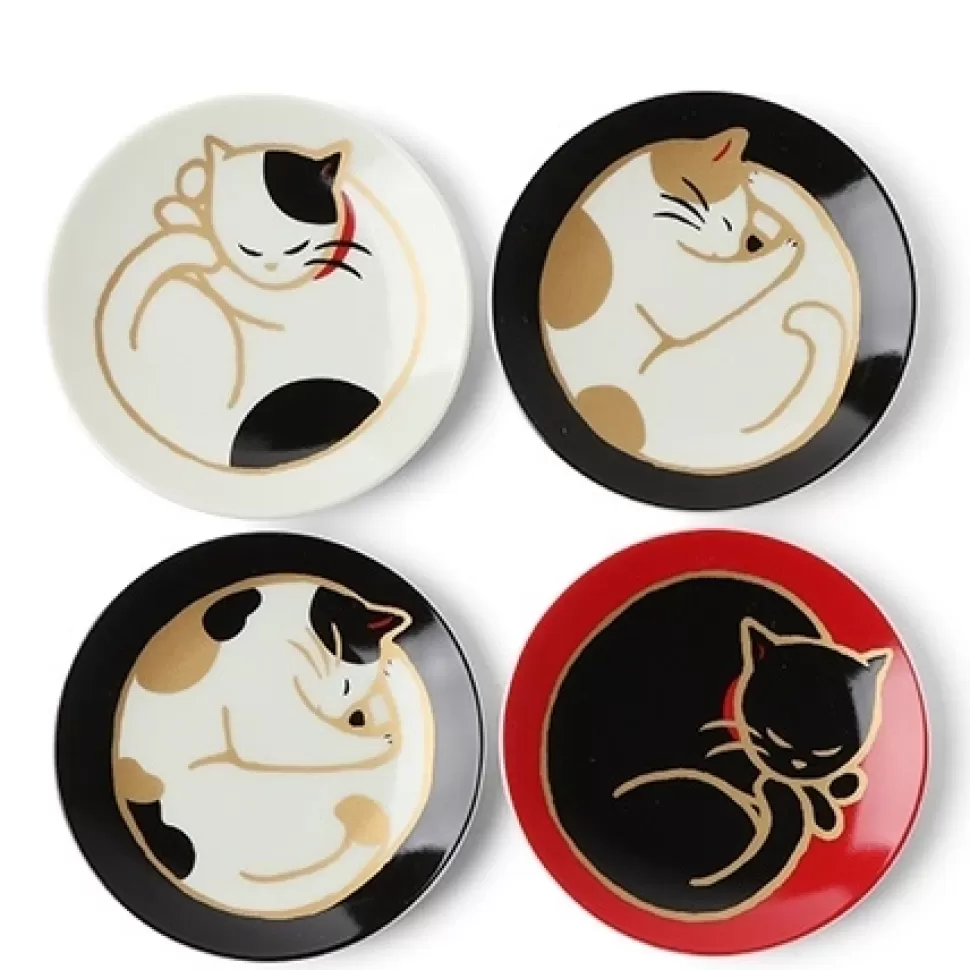 MIYA Company Plates^Sleepy Cat 3.5" Mini Plate Set/4