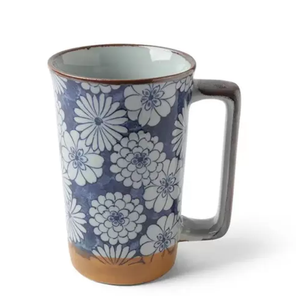 MIYA Company Mugs^Tall Mug Blue Mums 12 Oz.