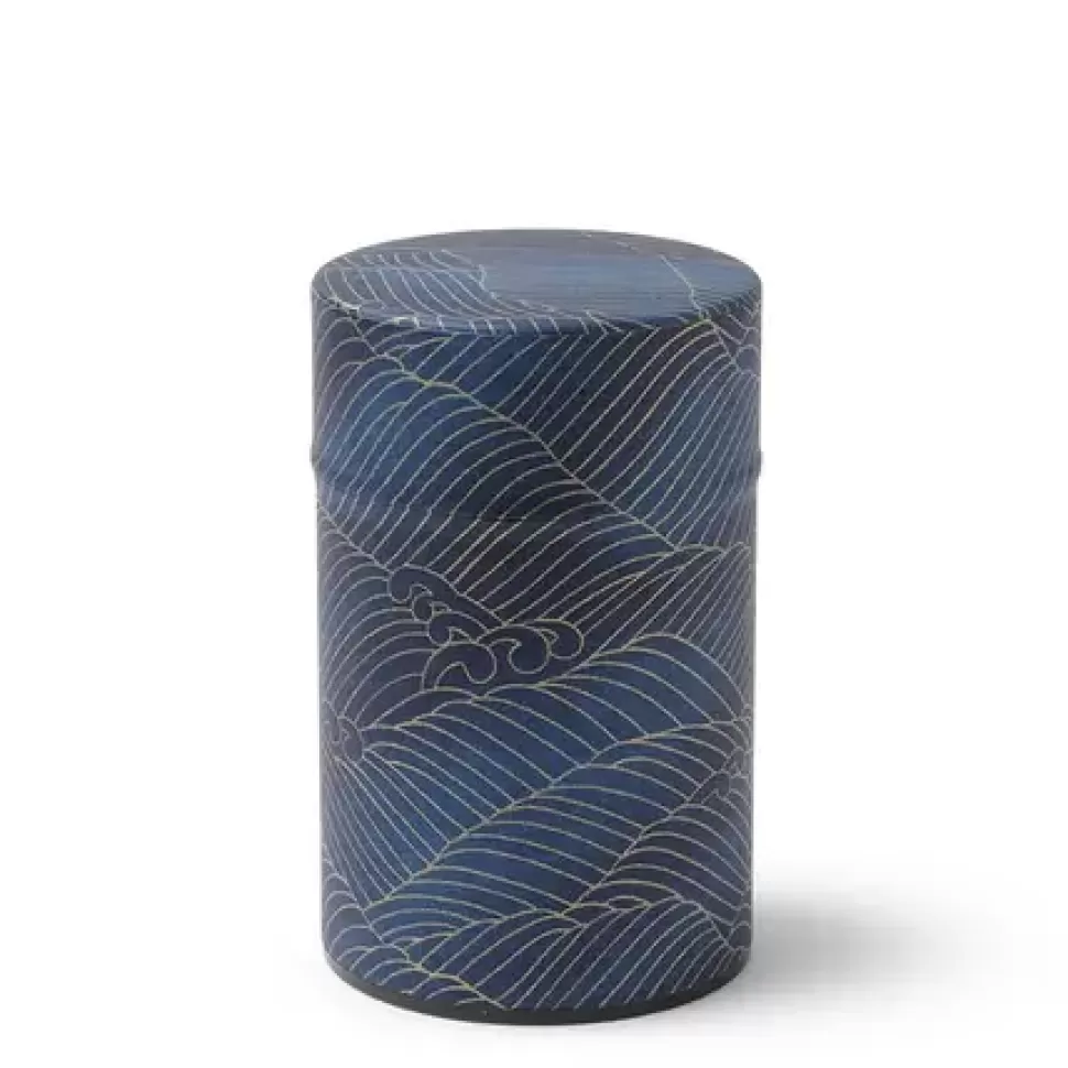 MIYA Company Teaware Accessories^Tea Canister Indigo Gold Waves