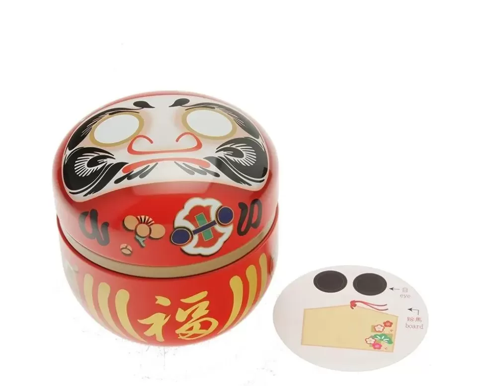 MIYA Company Tableware^Tea Canister Red Daruma "Wishes"