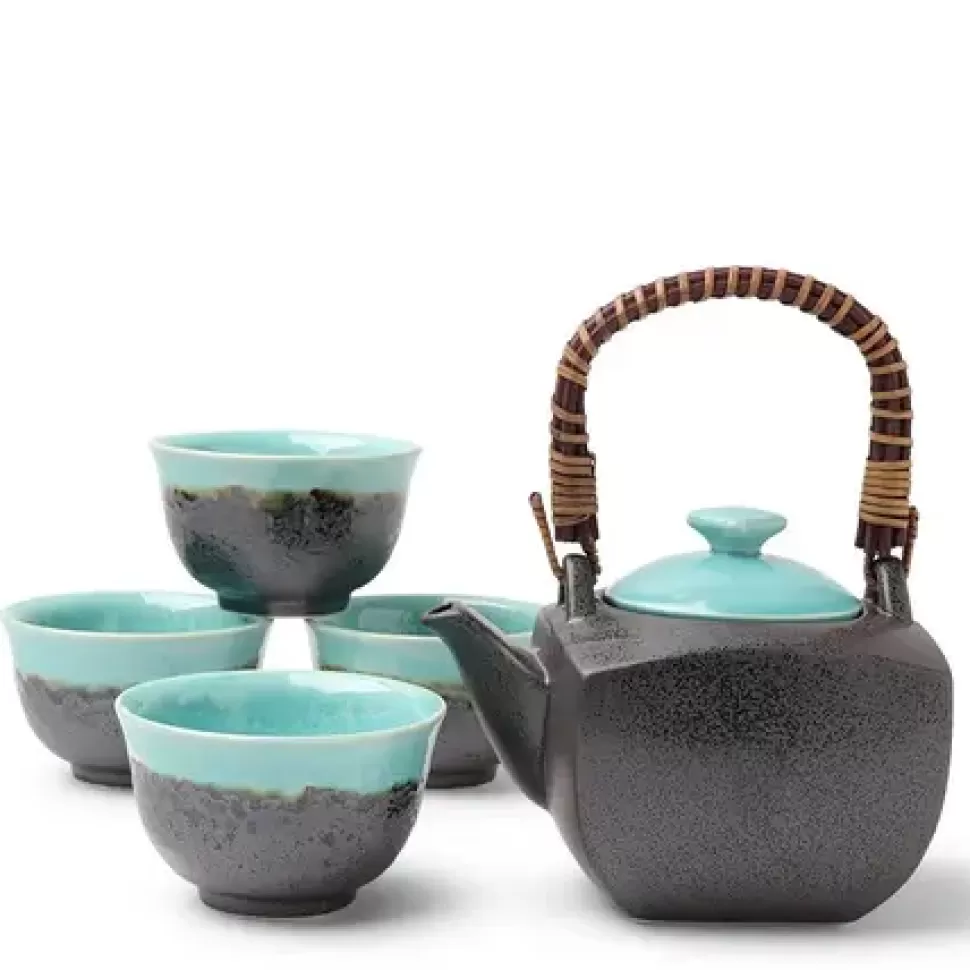 MIYA Company Tea Sets - Ceramic^Tea Set Turquoise Sky Square