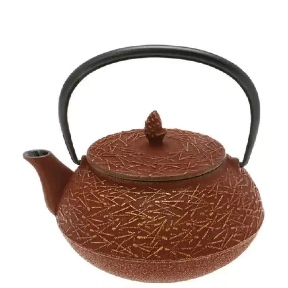 MIYA Company Teapots - Cast Iron^Teapot Cast Iron Gold Cranberry Pine Needles