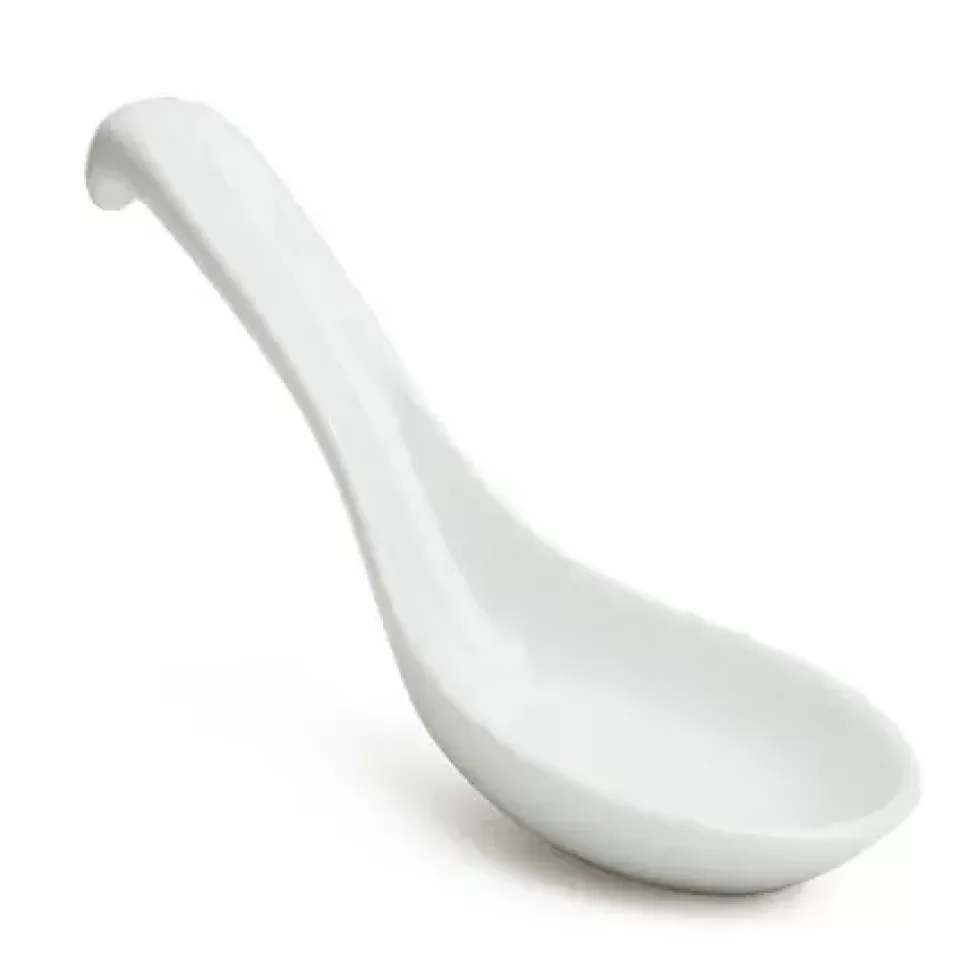 MIYA Company Soup Spoons^White Porcelain Soup Spoon With Stopper